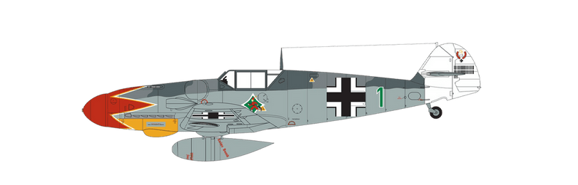 Messerschmitt Bf109G-6 Aircraft flown by Major Hermann Graf, Jagdges 50, Wiesbaden/Erbenheim, Germany, autumn 1943. (A)