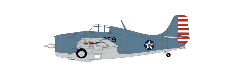 F4F-4 Wildcat Aircraft flown by first Lieutenant James E Swett, VMF-221 Marine air group 12, Untied States Marine corps Henderson Field Guadalcanak 1943 (B)