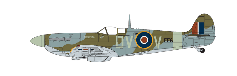 Supermarine Spitfire Mk.Vc, 'Central Railways Uruguayan Staff' presentation aircraft, No.129 (Mysore) Squadron, Royal Air Force Ibsley, Hampshire, England, 31st May 1943. (A)