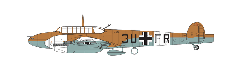 Messerschmitt Bf110E TROP 7/Zerstörergeschwader 26, Derna, Libya, 1942. (A)