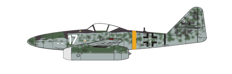 Messerschmitt Me262A-1a, W.Nr110956 'White 17', flown by Obstlt. Heinz Bär, III./Ergänzungs-Jagdgeschwader 2, Lechfeld, Bavaria, Germany, 29th April 1945. (A)