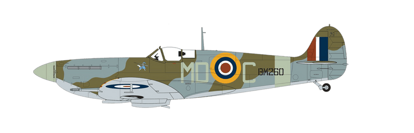Supermarine Spitfire Mk.Vb Aircraft flown by Squadron Leader Eric Hugh Thomas, No.133 (Eagle) Squadron, Royal Air Force Biggin Hill, England, April 1942. (B)