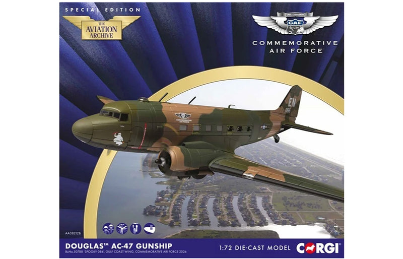 Corgi Douglas AC-47 Gunship 'Spooky 086' CAF 1:72 Diecast Model Aircraft - AA38212B