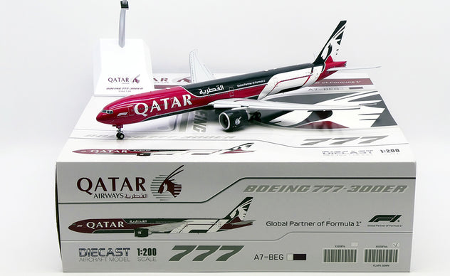 JC Wings Qatar Airways Boeing 777-300ER "Formula 1" A7-BEG 1:200 Diecast Model Aircraft