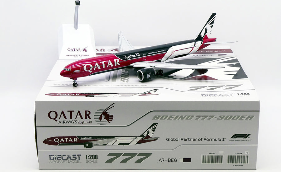 JC Wings Qatar Airways Boeing 777-300ER "Formula 1" A7-BEG 1:200 Diecast Model Aircraft