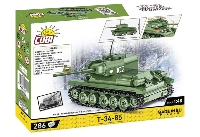 Cobi T-34-85 Soviet Tank 1:48 Scale Brick Kit (2716) - 286 Pieces