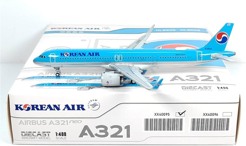 JC Wings Korean Air Airbus A321 Neo 1:400 Diecast Model Aircraft - HL8505 - JC40095