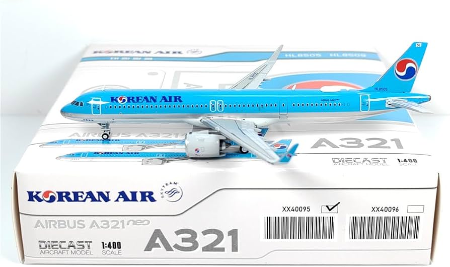 JC Wings Korean Air Airbus A321 Neo 1:400 Diecast Model Aircraft - HL8505 - JC40095