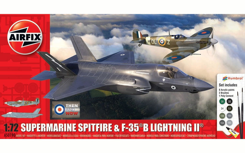 Airfix Spitfire & F-35B Lightning II 'Then and Now' - Gift Set 1:72 Plastic Kit with paints