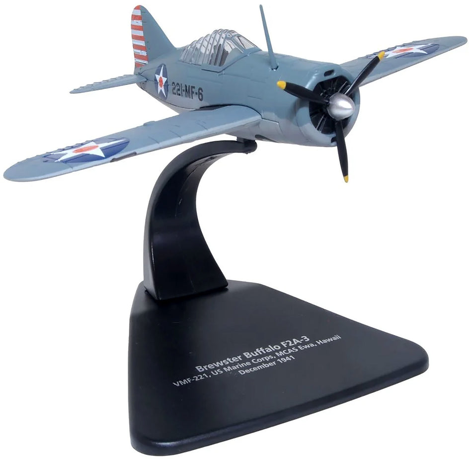 Oxford Diecast Brewster F2A-3 Buffalo VMF-221 USMC Hawaii 1941 1:72 Diecast Aircraft - AC131