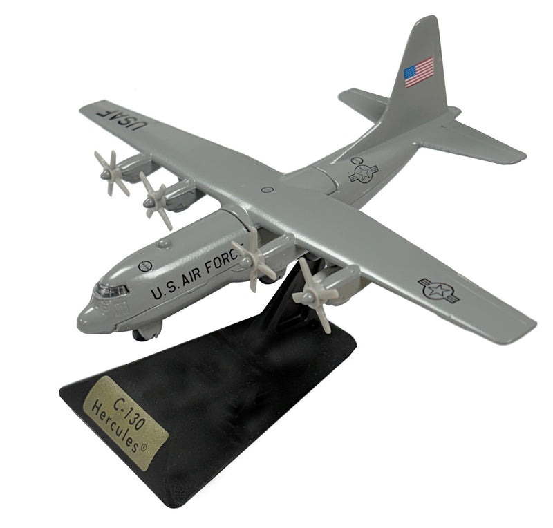 Motormax C-130 Hercules USAF 1:100 Diecast Model Aircraft - Sky Wings Grey