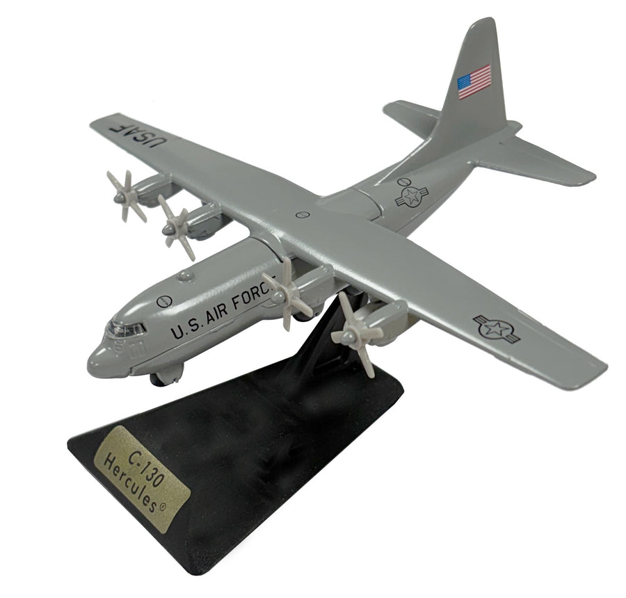 Motormax C-130 Hercules USAF 1:100 Diecast Model Aircraft - Sky Wings Grey