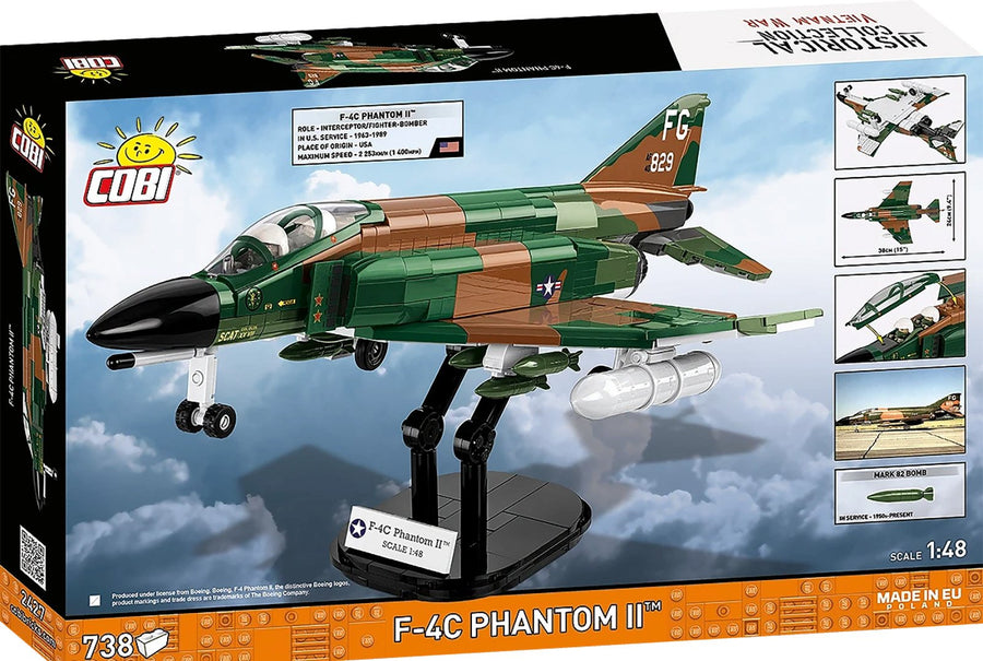 Cobi F-4C Phantom II USAF Aircraft Brick Kit 1:48 Scale - 738 Pieces (2427)