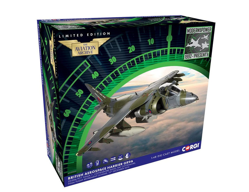 Corgi BAe Harrier GR9A 'Ninja 1' - RAF Cottesmore - Final Flight Diecast Scale Model - 1:48 - AA29302
