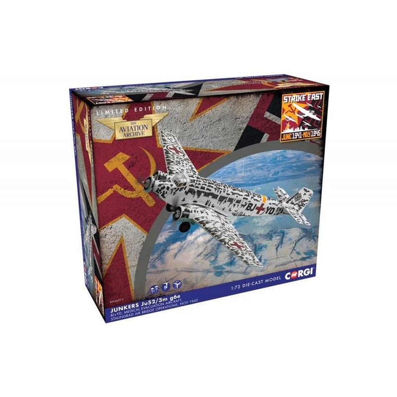 Corgi Junkers Ju-52/3M Air Ambulance, Stalingrad Evacuation Diecast Scale Model - 1/72 - AA36911