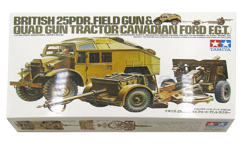Tamiya British 25pdr Field Gun & Quad Gun Tractor 1:35 Plastic Kit 35044