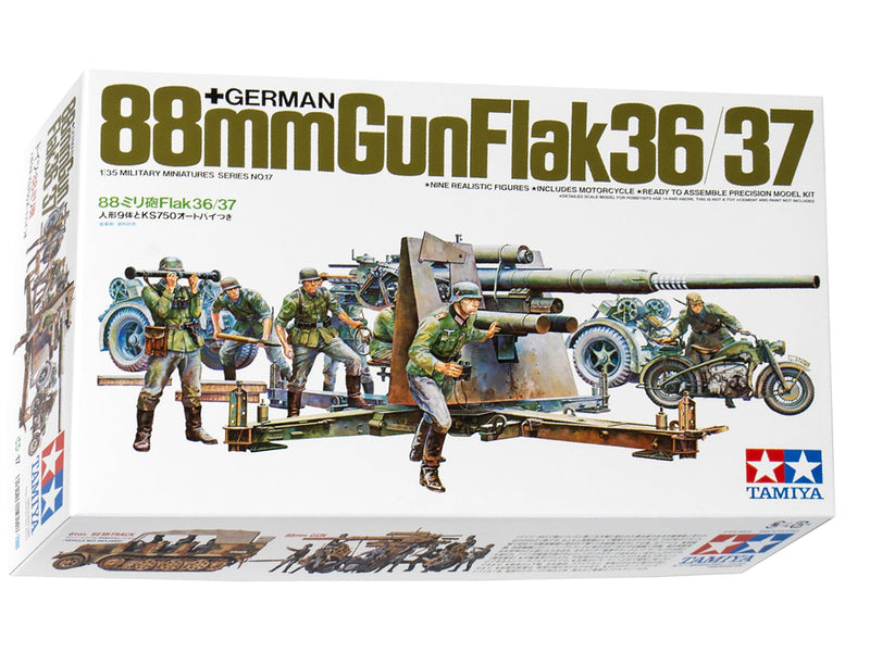 Tamiya 88mm Gun Flak 36/37 1:35 Scale Military Plastic Kit 35017