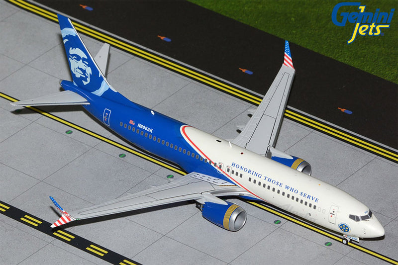 Gemini Jets Alaska Airlines Boeing 737 Max 8 Honouring Those" Livery  Diecast - N806AK - 1/200 - G2ASA1294