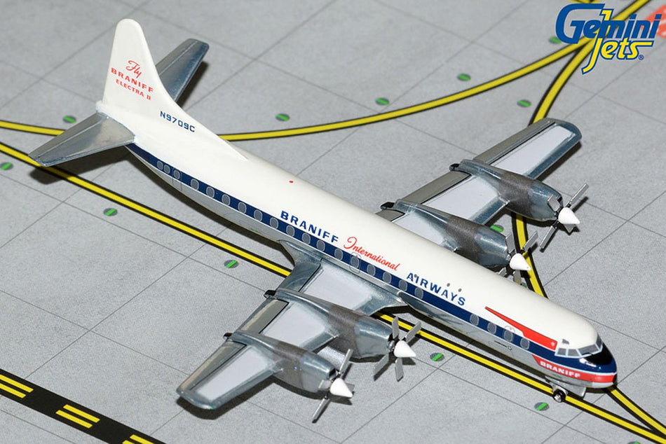 Gemini Jets Braniff International Airways L-188A Electra Diecast - N9709C - 1/400 - GJBNF2090