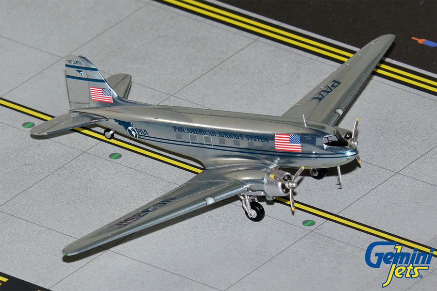 Gemini Jets Pan-Am DC-3C Polished Livery 1:200 Diecast Model Aircraft - G2PAA397
