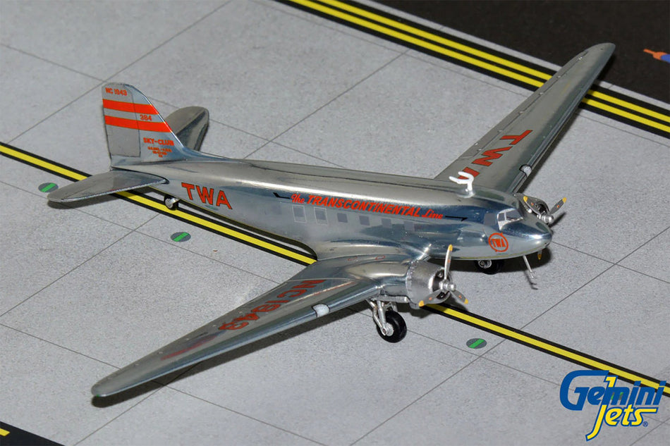 Gemini Jets TWA DC-3 Polished Livery Diecast - NC1943 - 1/200 - G2TWA314