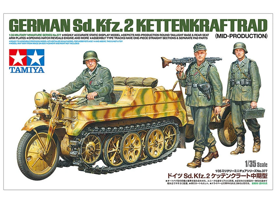 Tamiya 35377 German Sd.Kfz.2 Kettenkraftrad Mid 1:35 Scale Plastic Model Kit