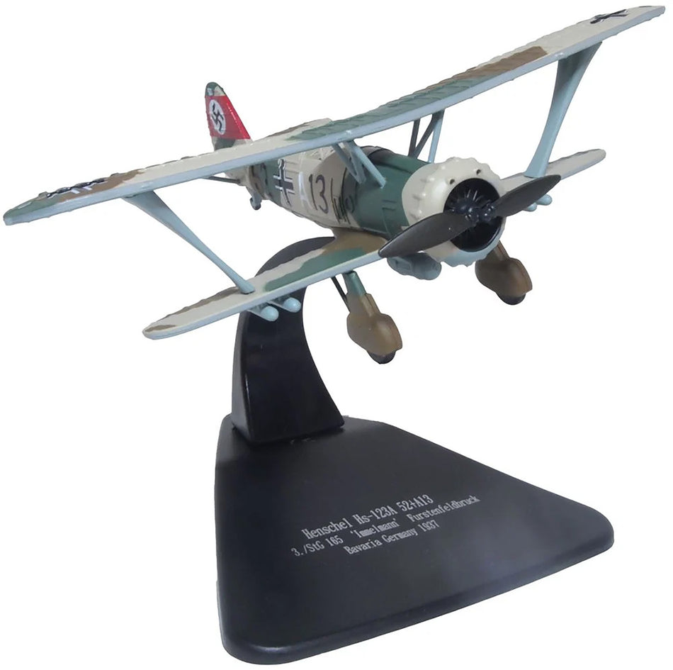 Oxford Diecast Henschel Hs 123 Immelmann 1937 1:72 Diecast Model Aircraft - AC125