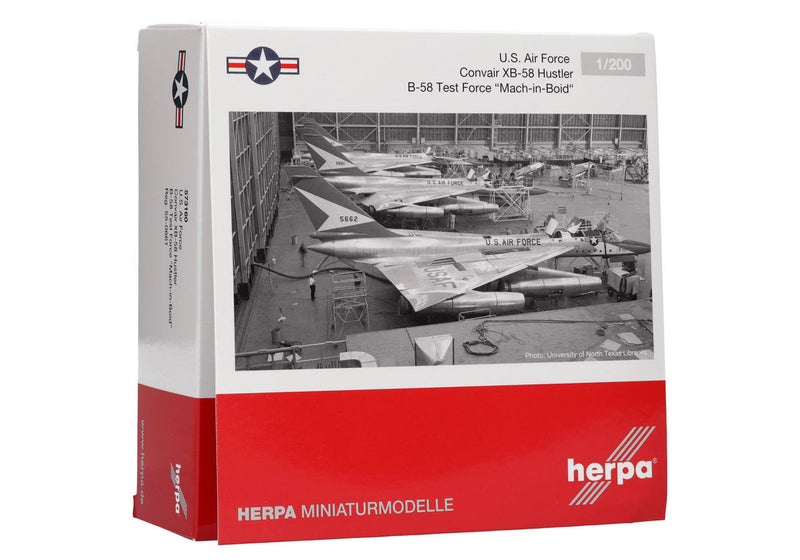 Herpa Convair XB-58 Hustler USAF Test Force 'Mach-in-Boid' Diecast Scale Model - 1/200 - HE573160