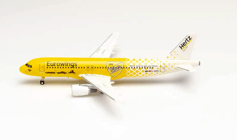 Herpa Eurowings Airbus A320-200 "Hertz 100 Years" Plastic Model - D-ABDU - 1/200
