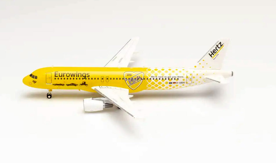 Herpa Eurowings Airbus A320-200 "Hertz 100 Years" Plastic Model - D-ABDU - 1/200