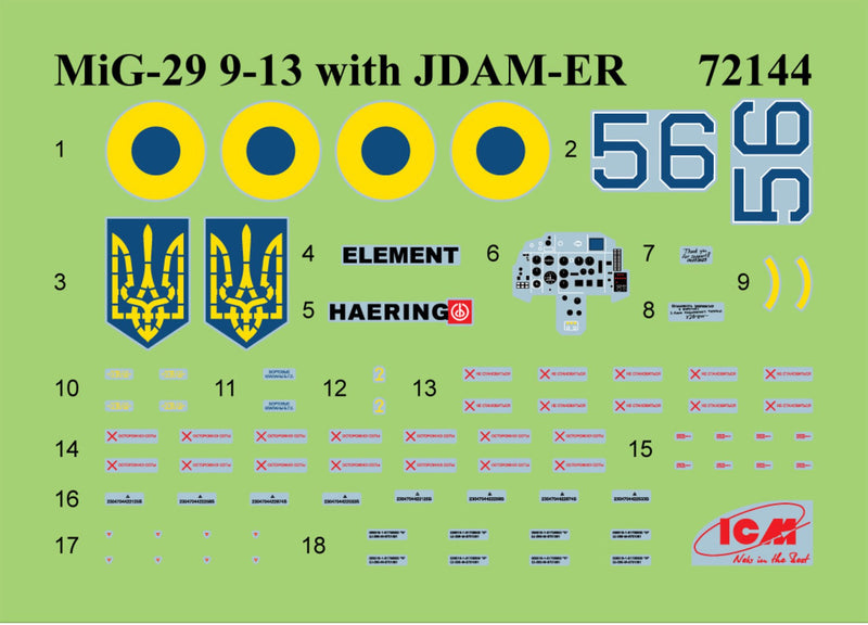 ICM MiG-29 of Ukrainian Air Forces with JDAM-ER Bombs 1:72 Plastic Kit