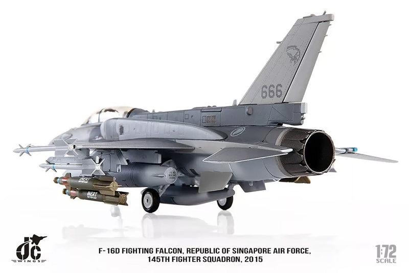 JC Wings F-16D Fighting Falcon Singapore Air Force, 145th Sqn Diecast Scale Model - 1/72