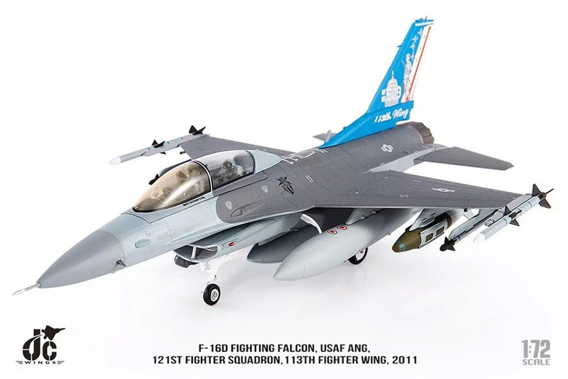 JC Wings F-16D Fighting Falcon USAF ANG, 121st Fighter Sqn., 113th Fighter Wing, 2011 Diecast Scale Model - 1/72