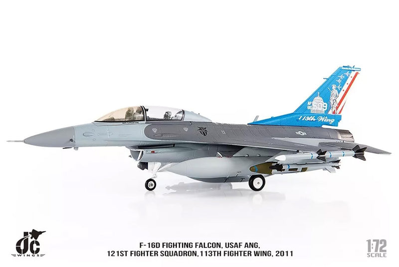JC Wings F-16D Fighting Falcon USAF ANG, 121st Fighter Sqn., 113th Fighter Wing, 2011 Diecast Scale Model - 1/72
