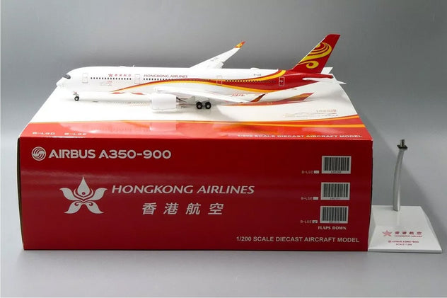 JC Wings Hong Kong Airlines Airbus A350-900 XWB 1:200 Diecast Model Aircraft - B-LGE Flaps Down