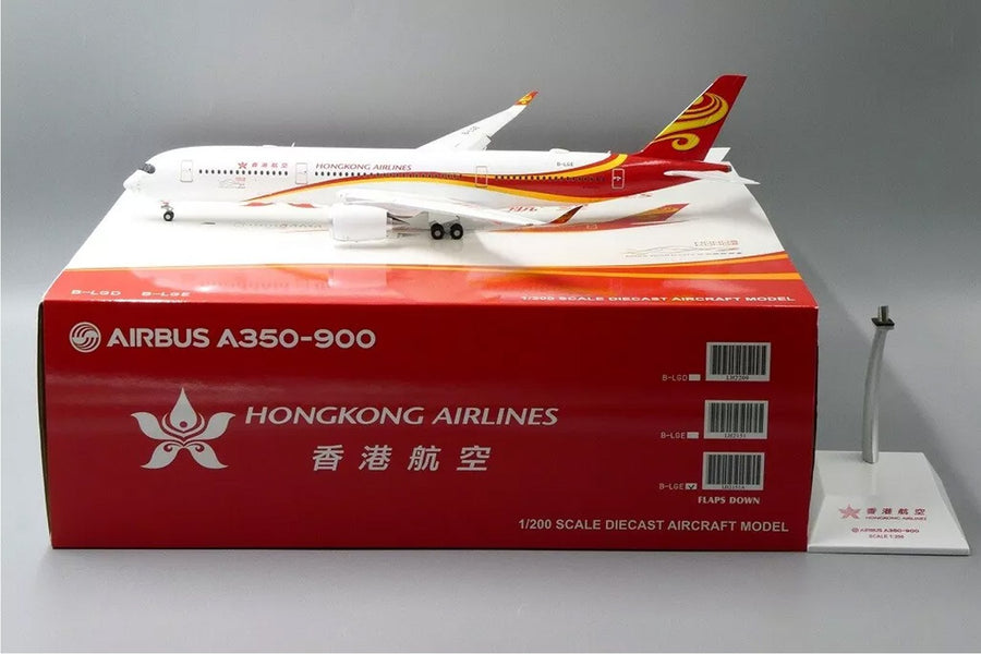 JC Wings Hong Kong Airlines Airbus A350-900 XWB 1:200 Diecast Model Aircraft - B-LGE Flaps Down