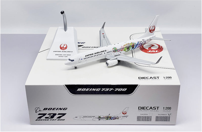 JC Wings Japan Airlines B737-800 Flaps Down Diecast Model "Shimajiro Jet" Livery - JA330J - 1/200