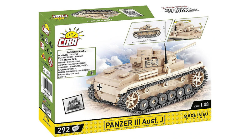 Cobi Panzer III Ausf. J German Tank 1/48 Scale Brick Kit - 292 Pieces (2712)
