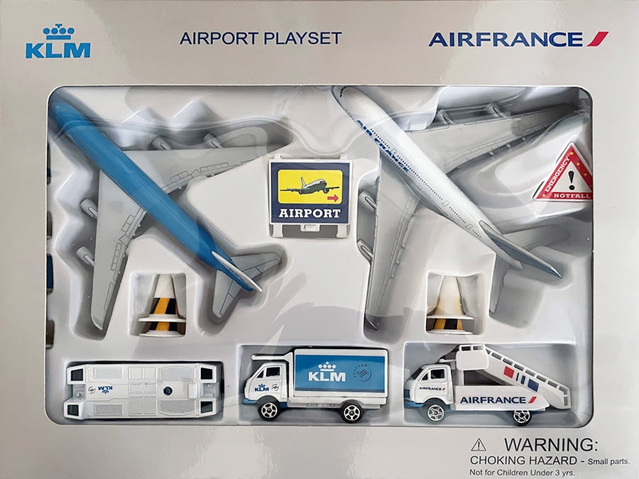 Daron KLM 747 & Air France A380 Diecast Model Aircraft Airport Playset