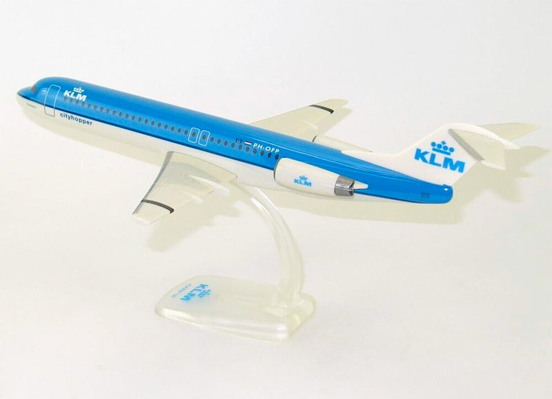 PPC KLM CH Fokker 100 Plastic Model - 1/100 Scale
