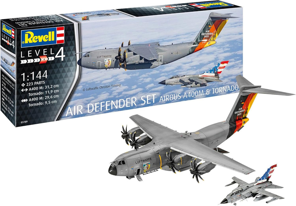 Revell Air Defender 1:144 Set of 2 Plastic Kits - A400M & Tornado
