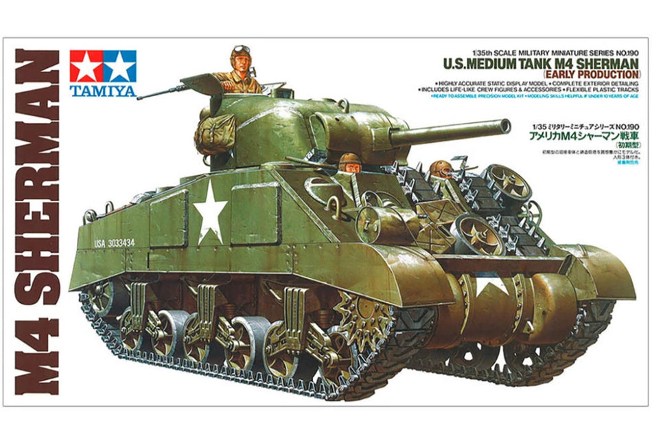Tamiya 35190 M4 Sherman Early Production US Medium Tank 1:35 Scale Plastic Kit
