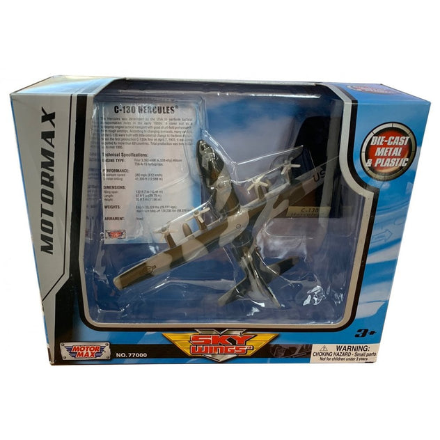 Motormax C-130 Hercules USAF Camo 1:100 Diecast Model Aircraft