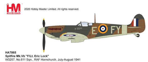 Hobby Master Spitfire Mk.Vb F/Lt. Eric Lock W3257 1:48 Diecast Model Aircraft H7865