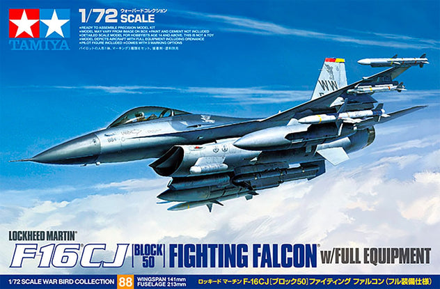 Tamiya F-16CJ Fighting Falcon Block 50 1:72 Plastic Model Kit 60788